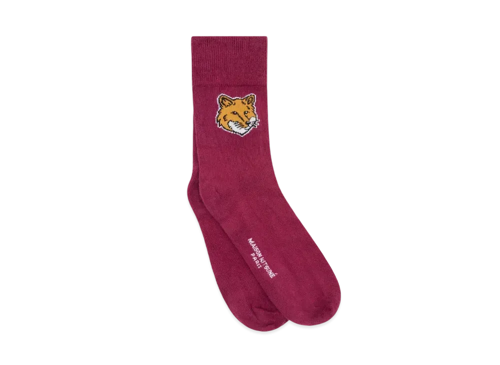 Maison Kitsune Fox Head Socks "Grape"