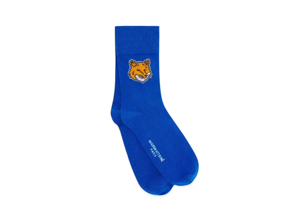Maison Kitsune Fox Head Socks "Sapphire"