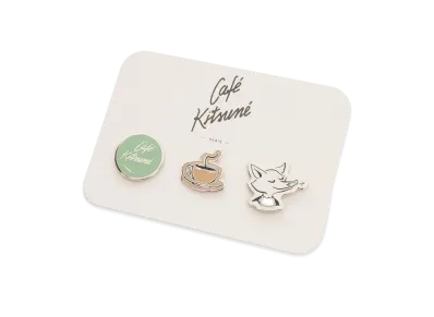 Maison Kitsune Cafe Kitsune Pin Badge Set Of 3 "Multicolor"