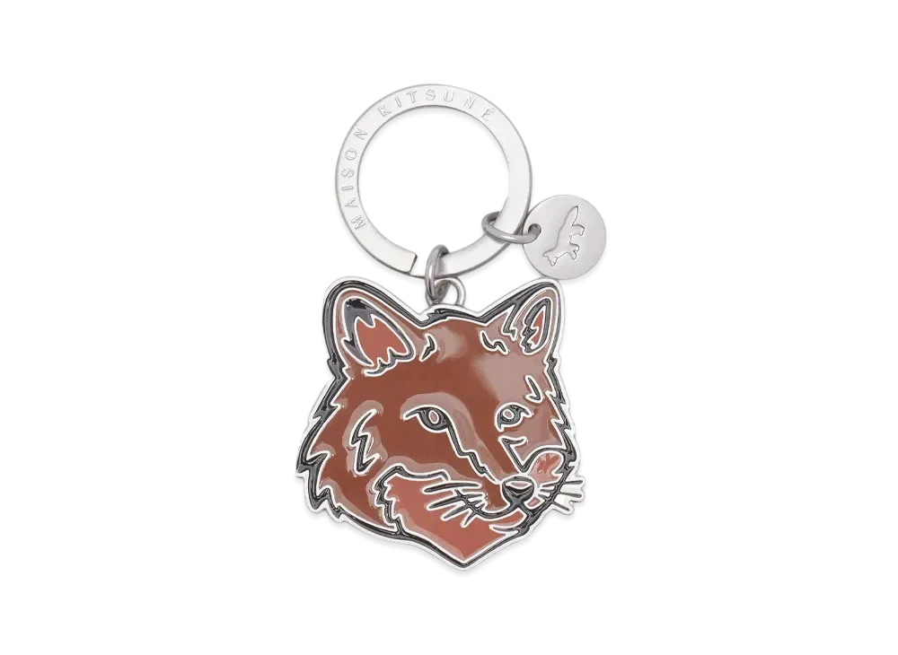 Maison Kitsune Bold Fox Head Keyring "Tobacco"