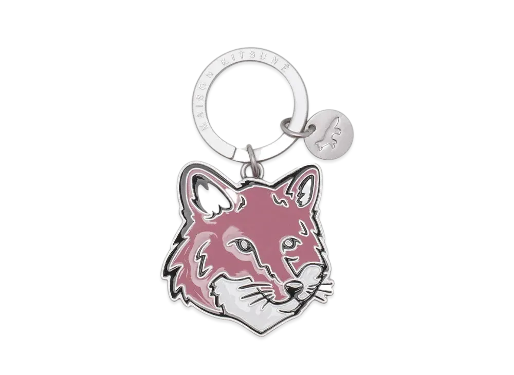 Maison Kitsune Bold Fox Head Keyring "Rosebud"