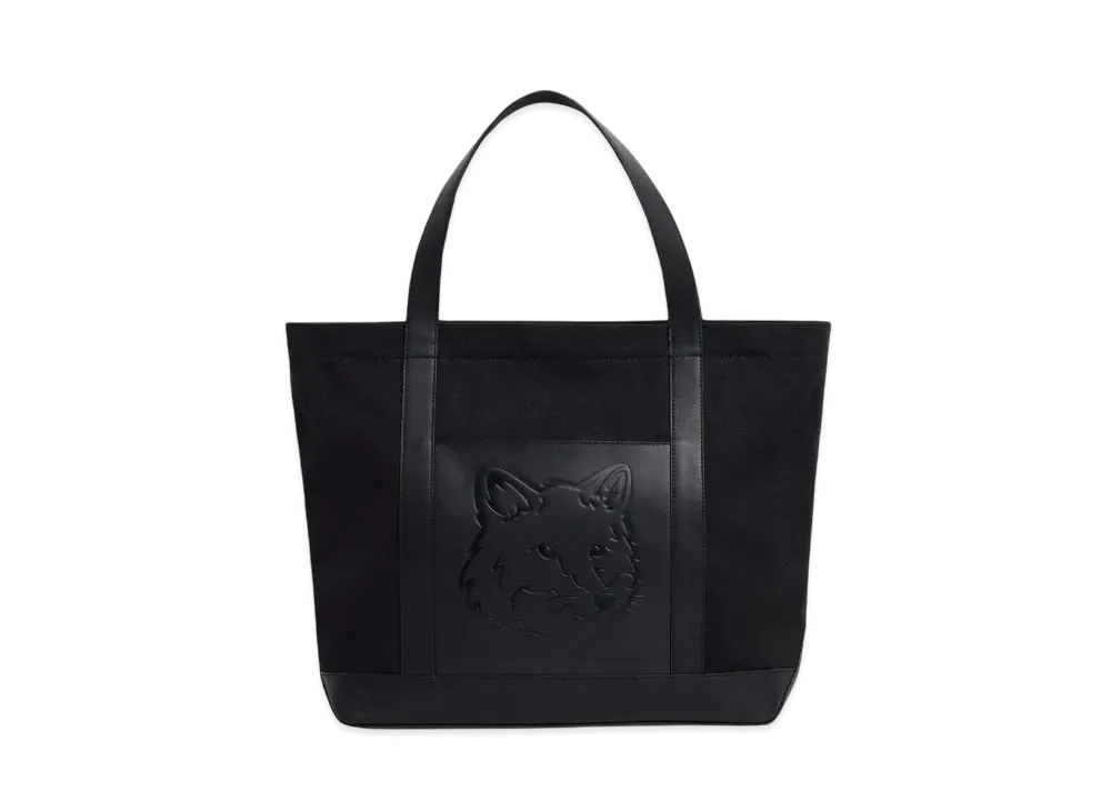 Maison Kitsune Festive Fox Head Large Tote "Black"