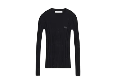 Maison Kitsune Festive Baby Fox Patch Stripe Ribbed Jumper "Black"