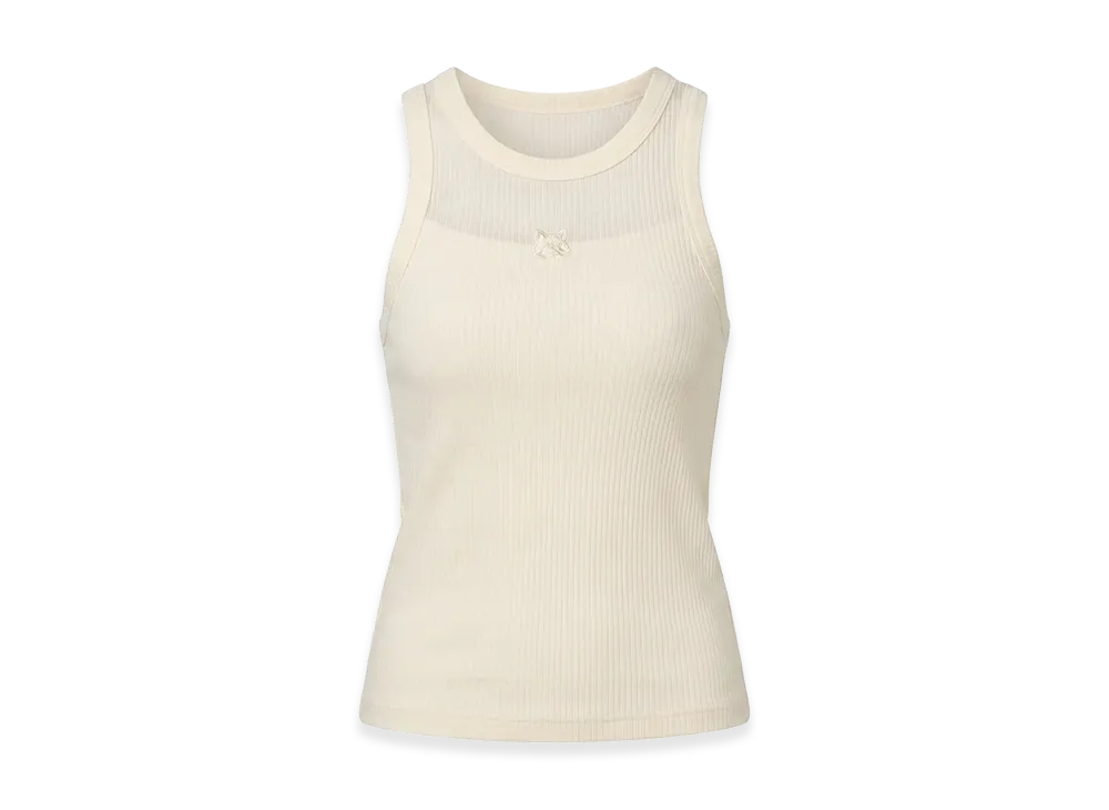 Maison Kitsune Women's Baby Fox Ribbed Tank Top "Pureecru"