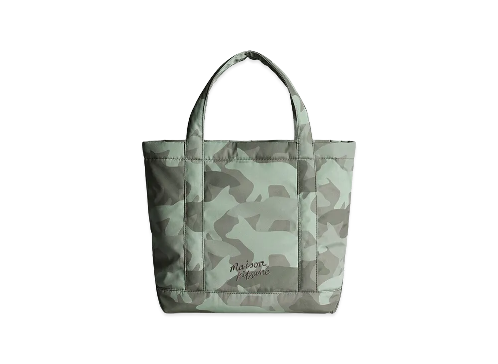 Maison Kitsune Women's Camo Fox Large Tote "Laurel Green"
