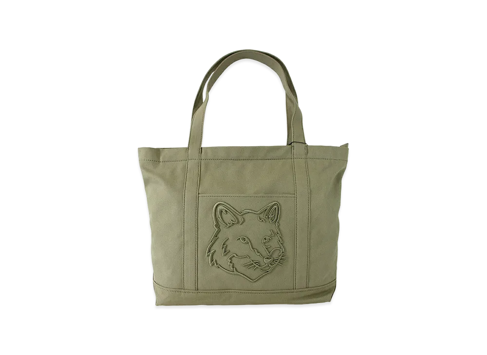 Maison Kitsune Women's Fox Head Large Tote "Laurel Green"