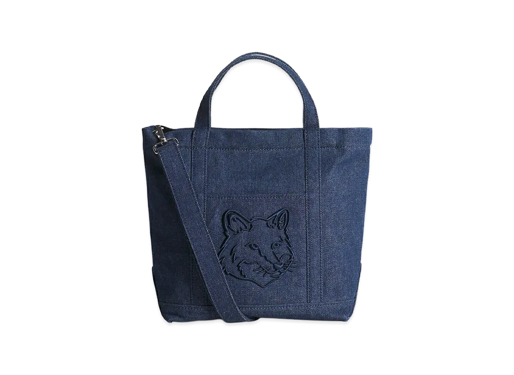 Maison Kitsune Women's Fox Head Small Tote "Indigo"