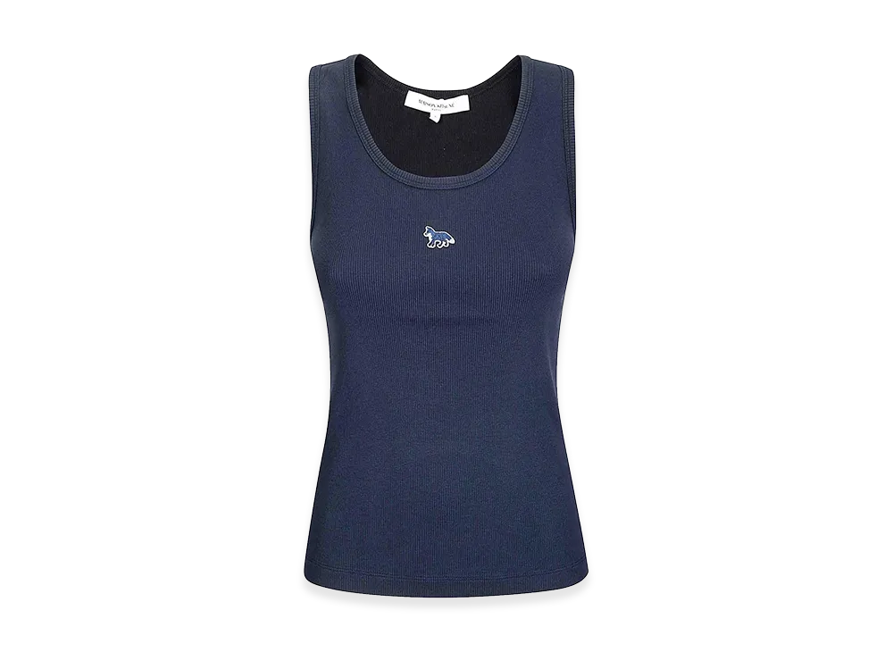 Maison Kitsune Women's Baby Fox Ribbed Tank Top "Dark Blue"