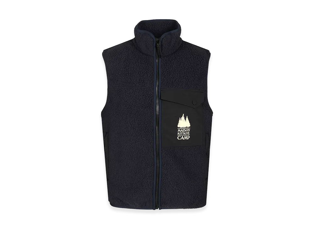 Maison Kitsune Pile Sleeveless Jacket "Blue/Navy Blue"