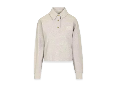 Maison Kitsune Women's Cotton Fleece Polo Sweatshirt "Grey"