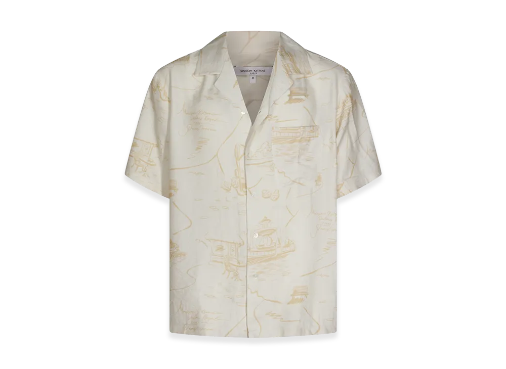 Maison Kitsune Parisian Map Resort Shirt "Noble"