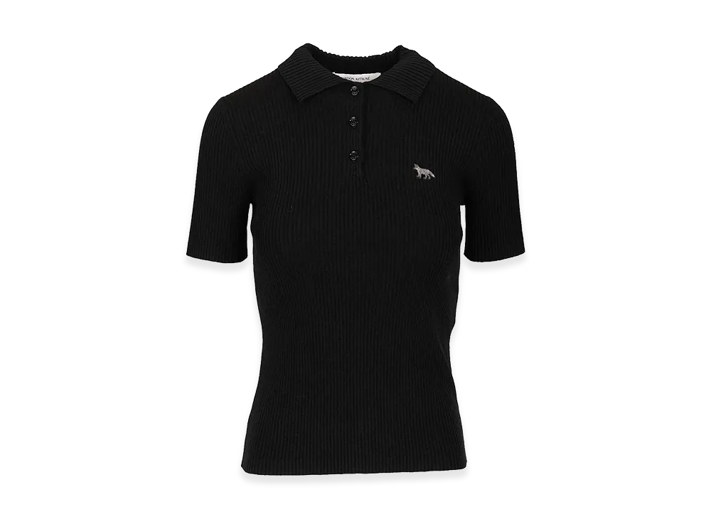 Maison Kitsune Women's Wool And Cotton Polo Shirt "Black"