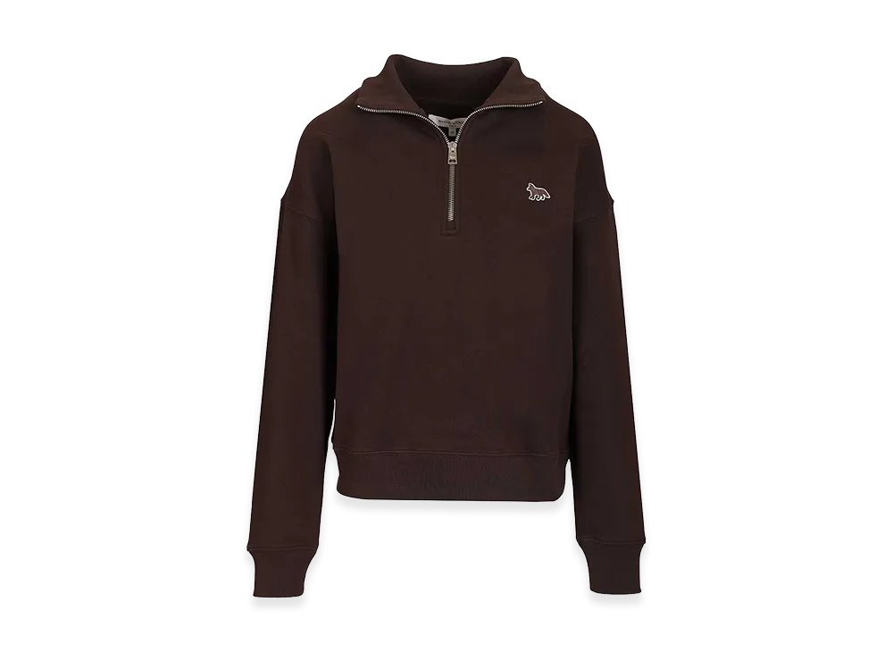 Maison Kitsune Women's "Baby Fox" Half-Zip Sweatshirt "Brown"