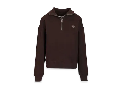 Maison Kitsune Women's "Baby Fox" Half-Zip Sweatshirt "Brown"