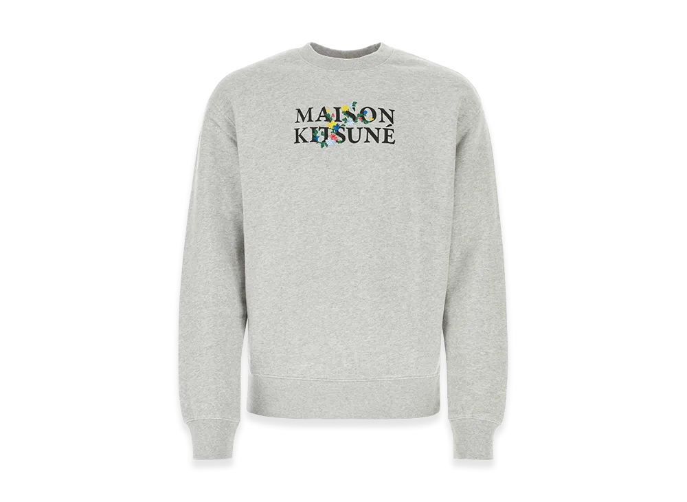 Maison Kitsune Flower Embroidery Cotton Crewneck Sweatshirt "Light"