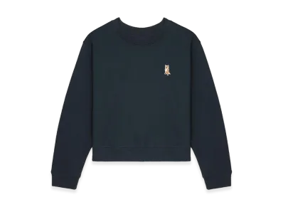 Maison Kitsune Women's Lady Fox Cotton Cropped Sweatshirt "Blue"