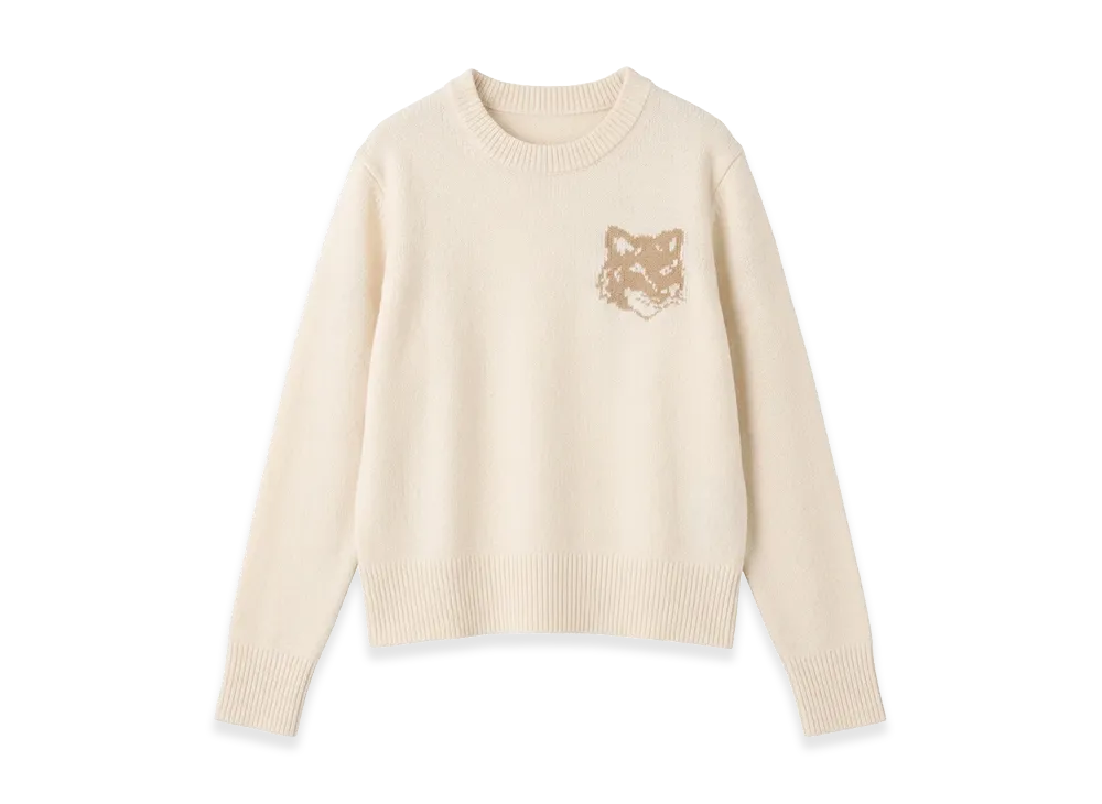 Maison Kitsune Women's Fox Head Jumper "Ecru/Tanbeige"
