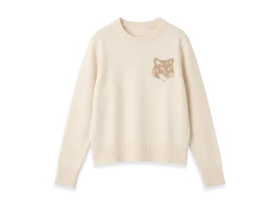 Maison Kitsune Women's Fox Head Jumper "Ecru/Tanbeige"