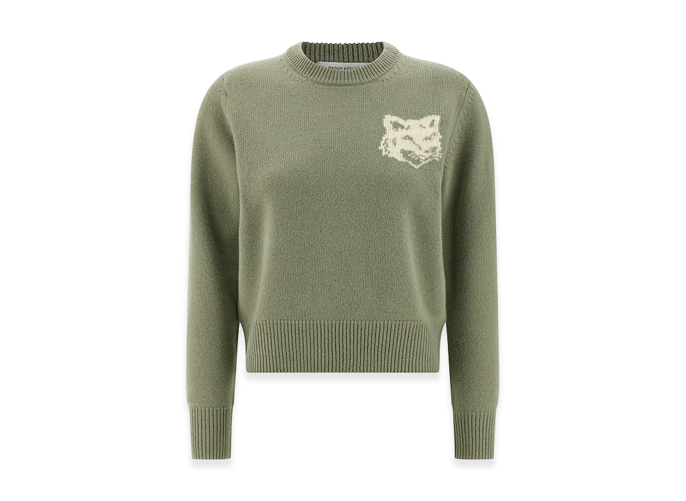 Maison Kitsune Women's "Fox Head" Sweater "Green"