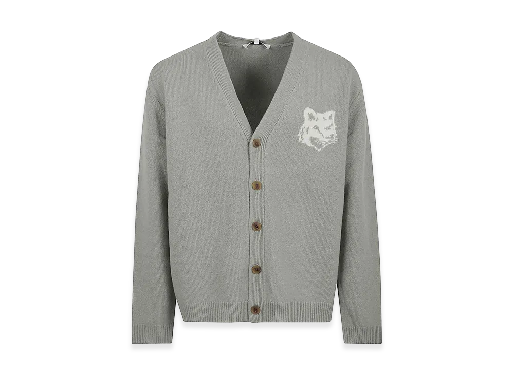 Maison Kitsune Fox Head Intarsia Merino Cardigan "Light Beige"