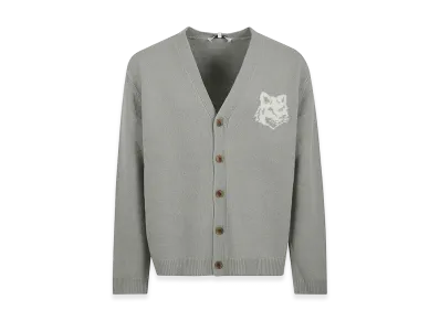 Maison Kitsune Fox Head Intarsia Merino Cardigan "Light Beige"