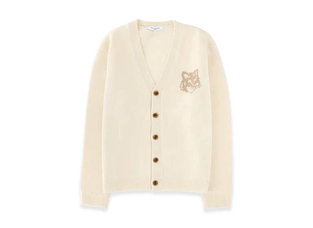 Maison Kitsune Wool Cardigan With Fox Head "Beige"