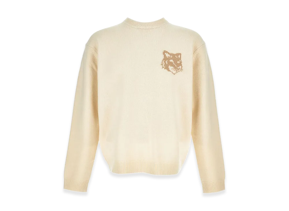 Maison Kitsune Fox Head Intarsia Merino Jumper "Ecru"