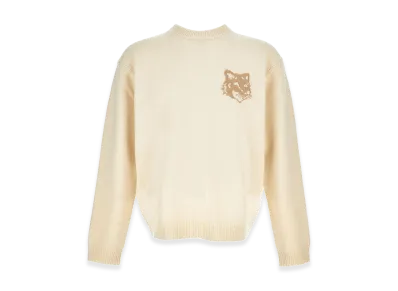 Maison Kitsune Fox Head Intarsia Merino Jumper "Ecru"