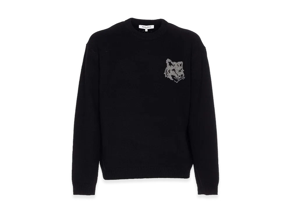 Maison Kitsune Fox Head Intarsia Sweater "Black"