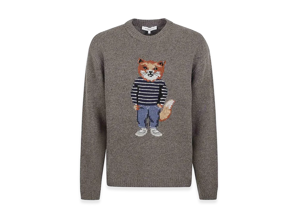 Maison Kitsune Dressed Fox Intarsia Wool Jumper "Grey"