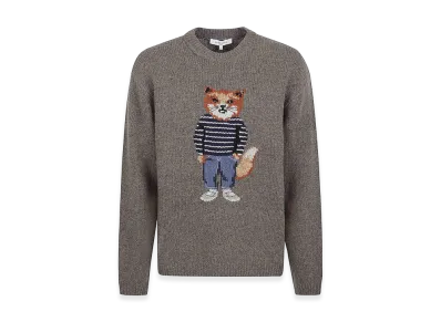 Maison Kitsune Dressed Fox Intarsia Wool Jumper "Grey"