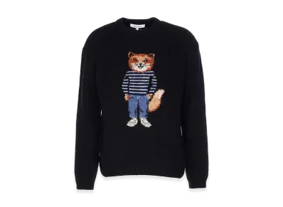 Maison Kitsune Dressed Fox Intarsia Wool Jumper "Black"