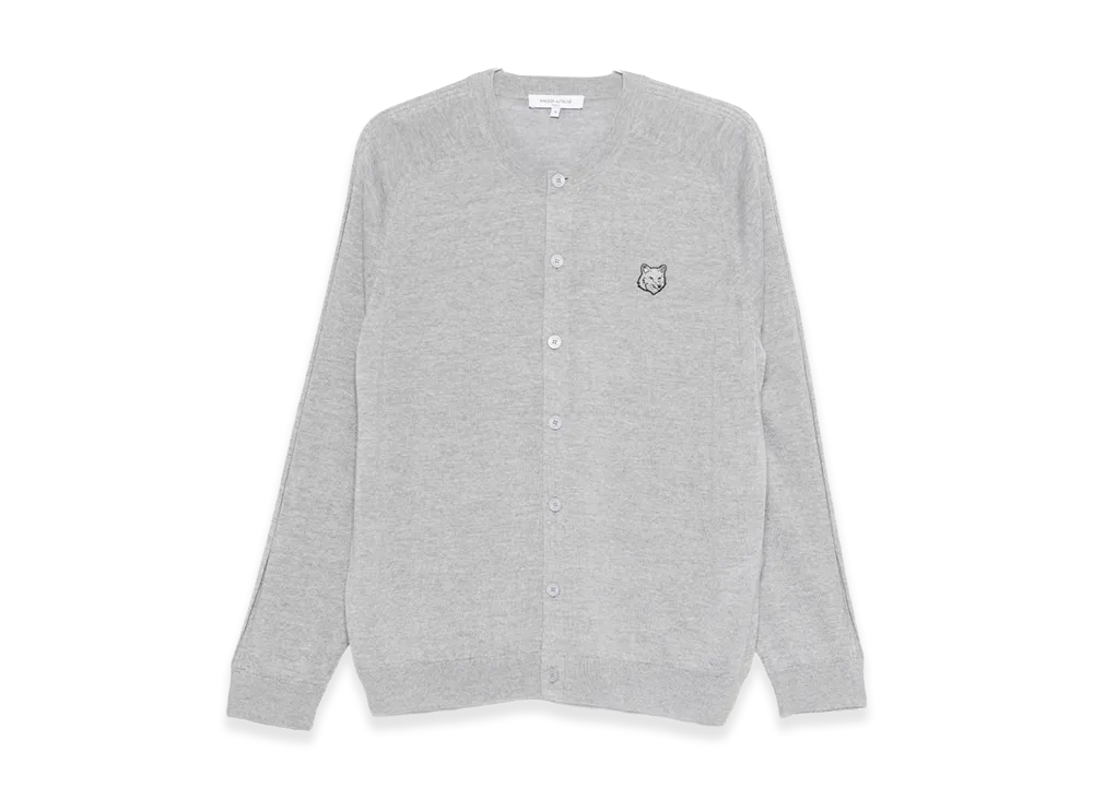Maison Kitsune Fox Head Wool Cardigan "Light Grey"