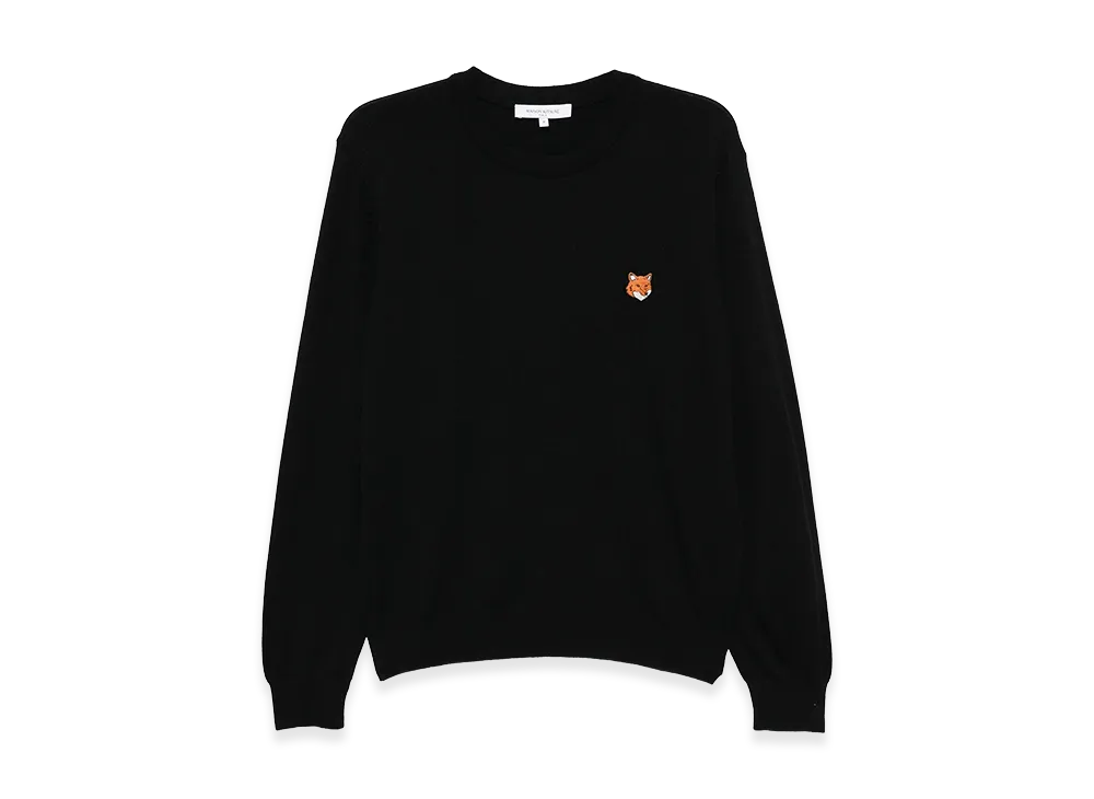 Maison Kitsune Fox Head Wool Crewneck Sweater "Black"