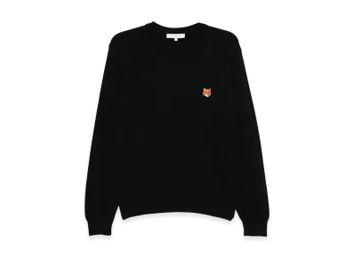 Maison Kitsune Fox Head Wool Crewneck Sweater "Black"