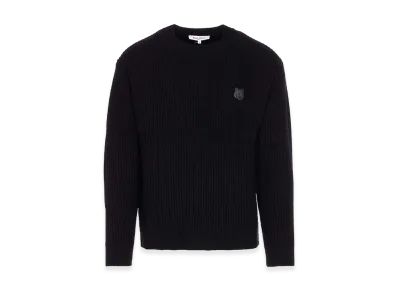 Maison Kitsune Fox Head Wool Ribbed Jumper "Black"