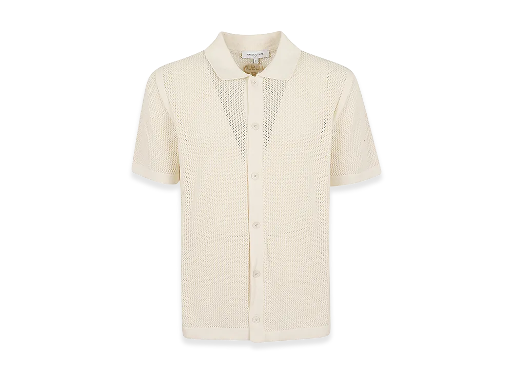 Maison Kitsune Open Knit Short Sleeve Cardigan "Pure"