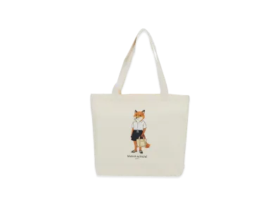 Maison Kitsune Women's "Dressed Fox" Large Shoulder Bag "Beige"