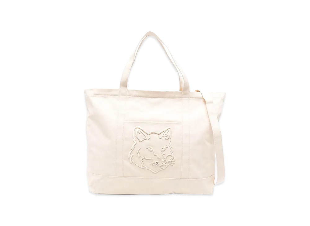 Maison Kitsune Women's Fox Head Xl Canvas Tote "Beige"