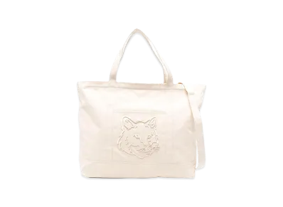 Maison Kitsune Women's Fox Head Xl Canvas Tote "Beige"