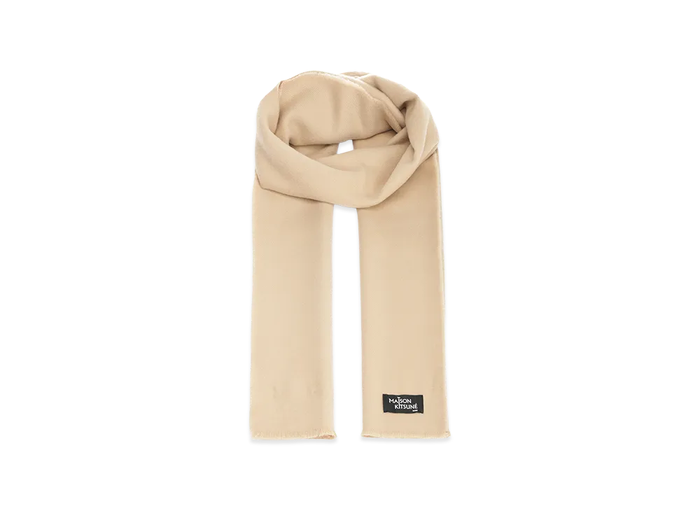 Maison Kitsune Wool Fringed Scarf "Tan"