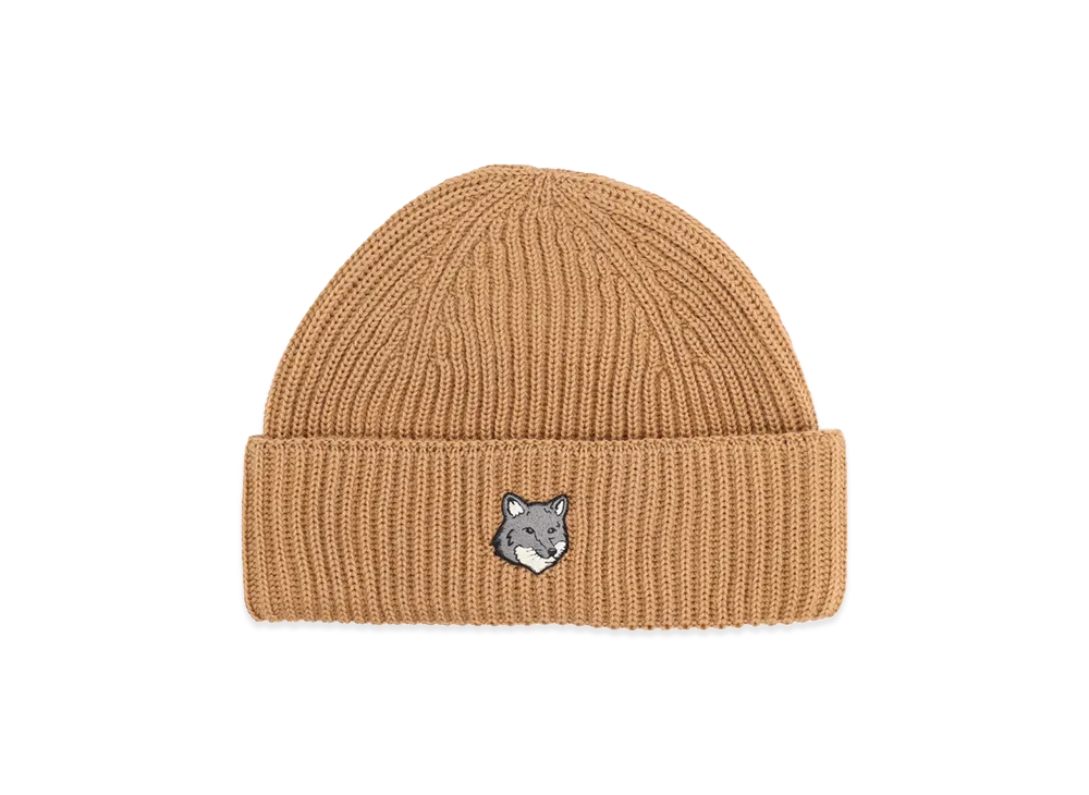 Maison Kitsune Fox Head Large Beanie "Canvas"
