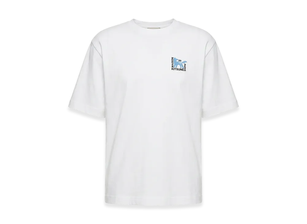 Maison Kitsune Short Sleeve Logo Back Print Crewneck Cotton T-Shirt Gallery Fox Oversize "White"