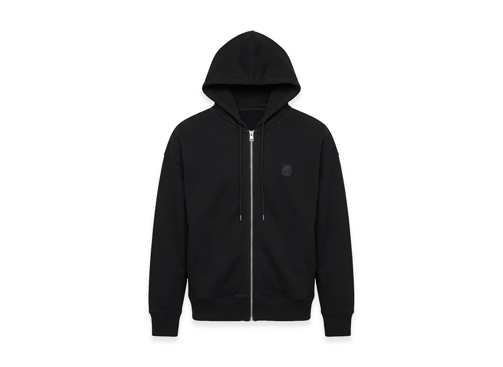 Maison Kitsune Full Zip Oversized Hooded Long Sleeve Sweatshirt Fox Head "Black"