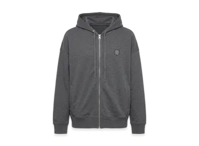 Maison Kitsune Full Zip Oversized Hooded Long Sleeve Sweatshirt Fox Head "Gray"
