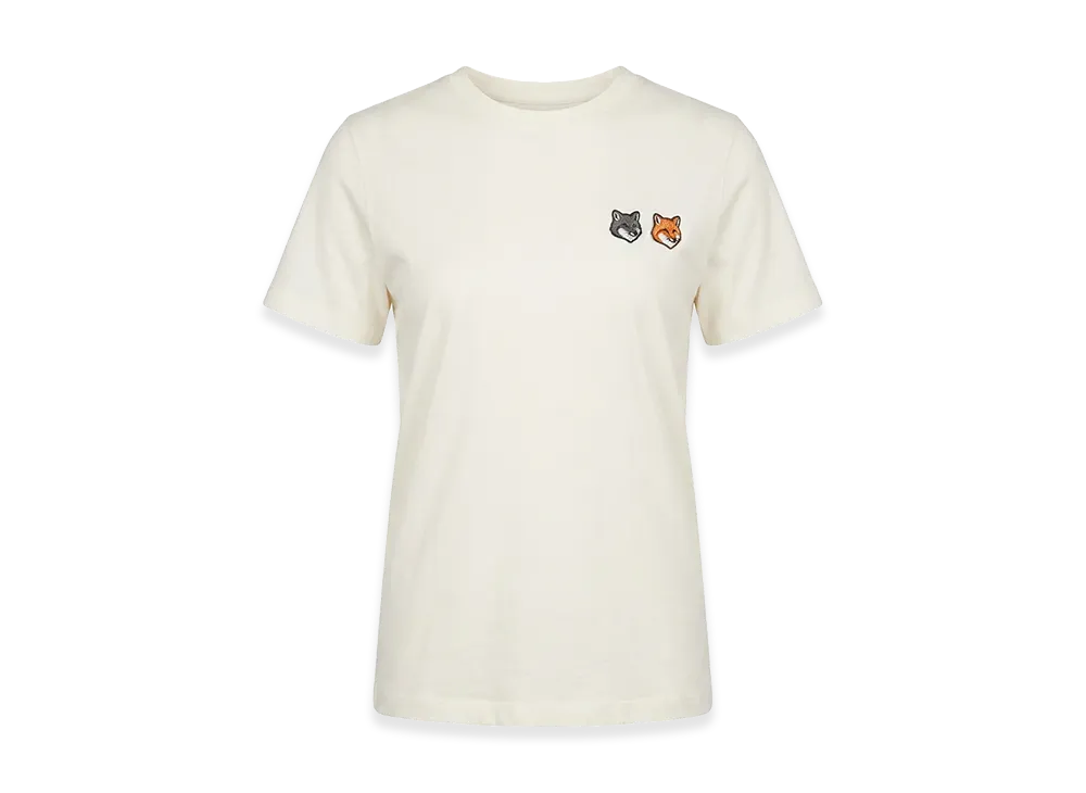 Maison Kitsune Women's Fox Embroidery Crewneck Short Sleeve T-Shirt Double Bold Fox "Ivory"