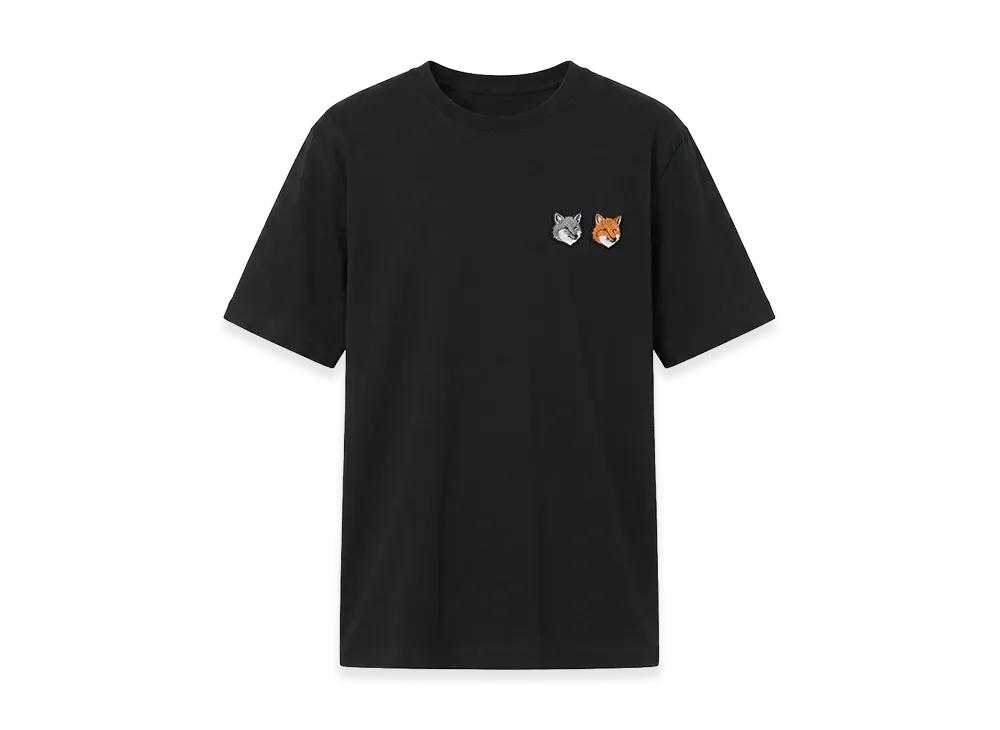 Maison Kitsune Women's Short Sleeve Double Fox Head Fox Embroidery Crewneck T-Shirt "Black"
