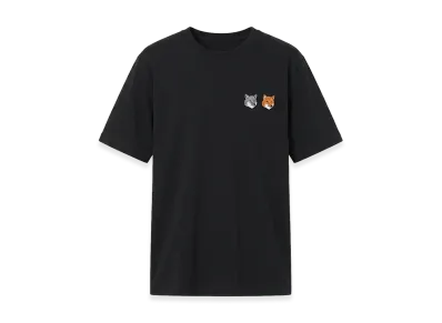 Maison Kitsune Women's Short Sleeve Double Fox Head Fox Embroidery Crewneck T-Shirt "Black"