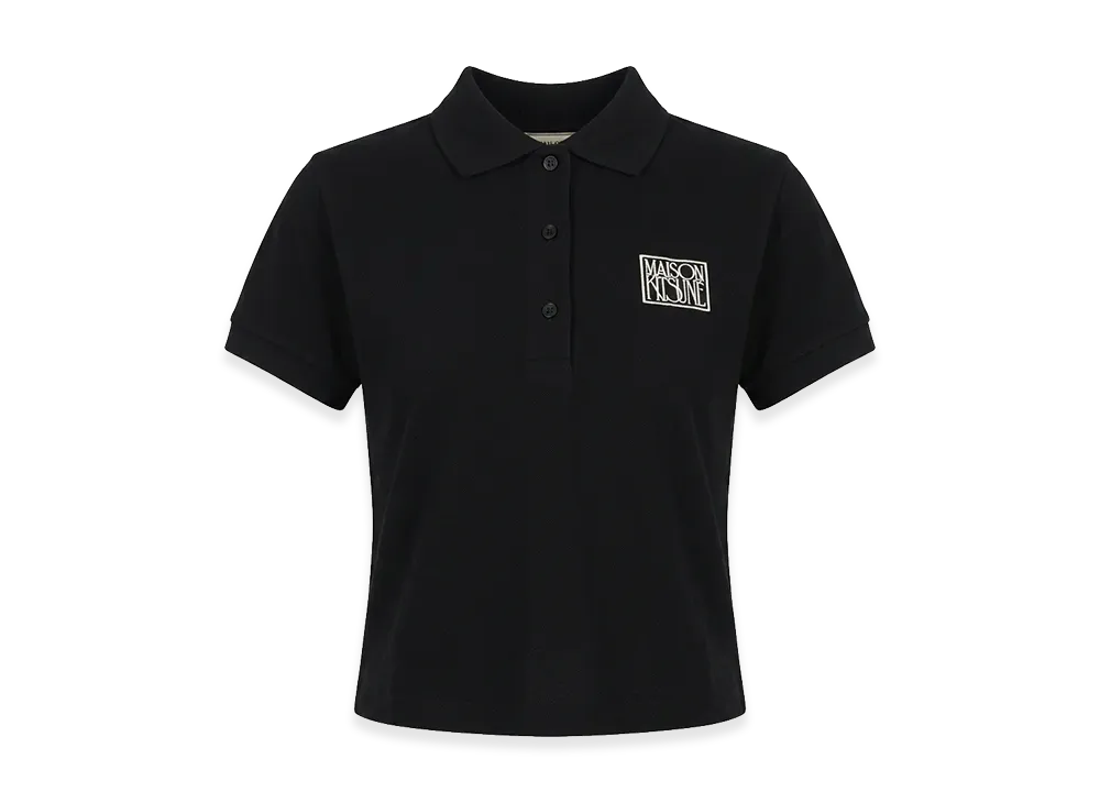 Maison Kitsune Women's Kitsune Stamp Cropped Polo Shirt "Black"