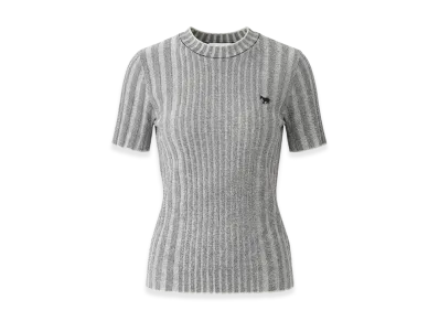 Maison Kitsune Women's Baby Fox Ribbed Top "Inkblue"